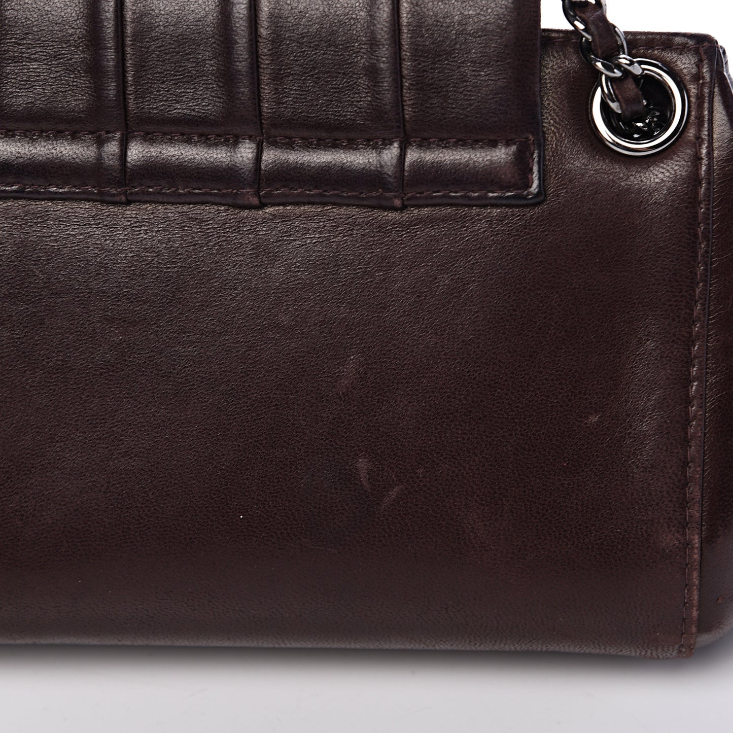 Lambskin Vertical Quilt Small Accordion Flap Brown