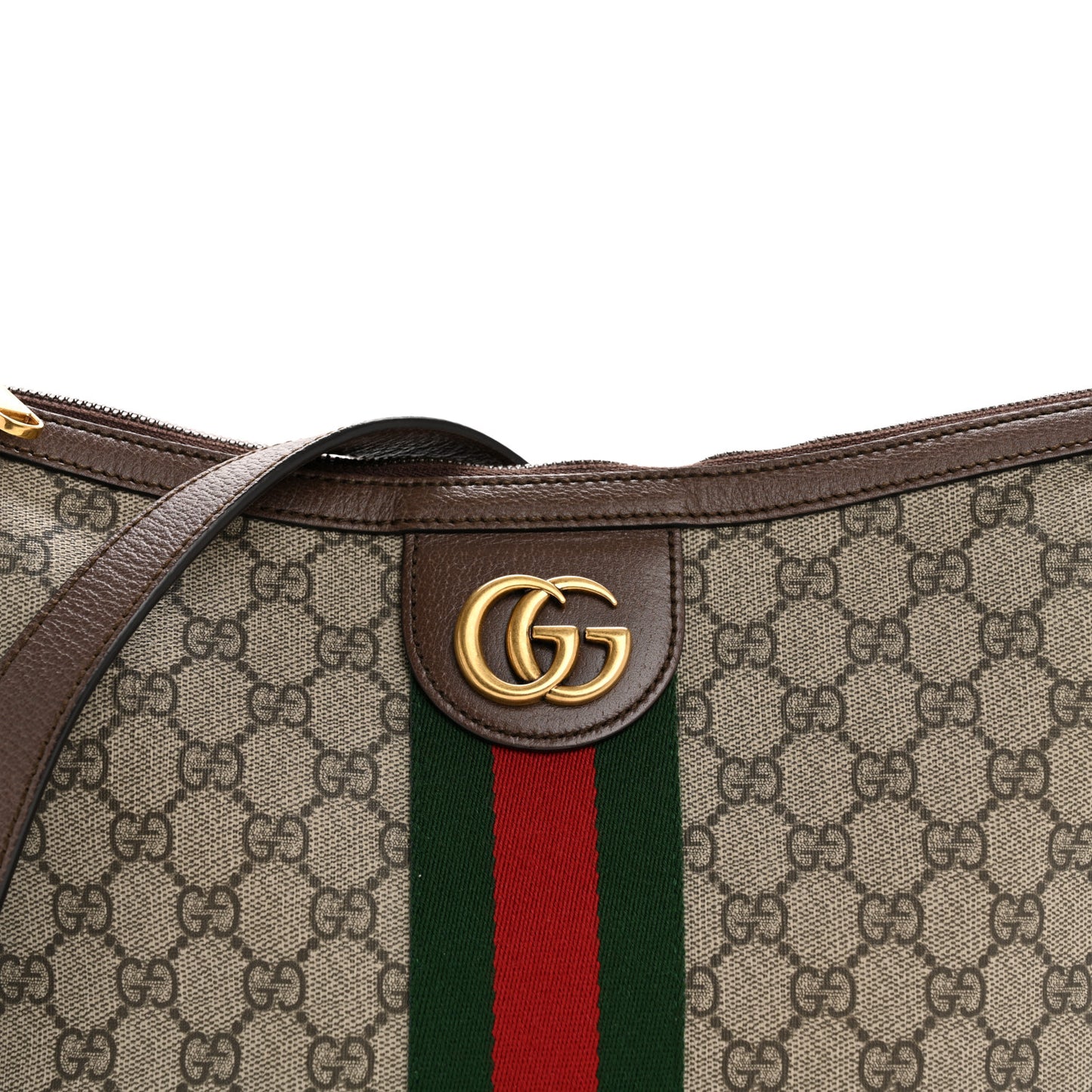 GG Supreme Monogram Web Small Ophidia Half Moon Hobo Brown
