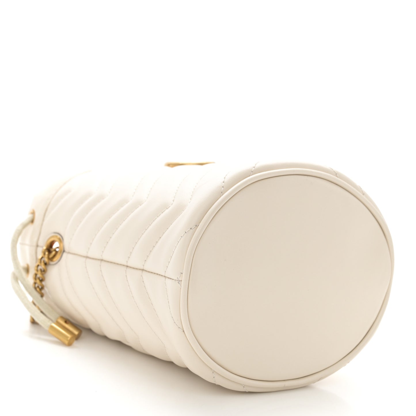 Calfskin Matelasse Mini GG Marmont 2.0 Bucket Bag White