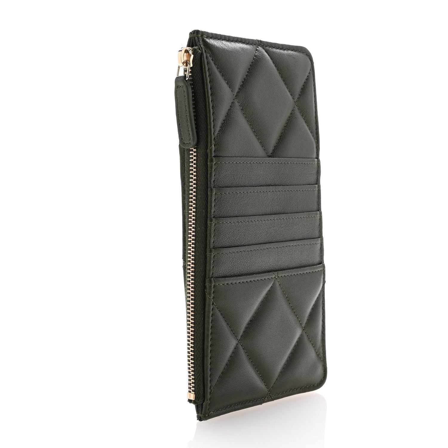 Chanel Lambskin Quilted Chanel 19 Phone and Card Holder Khaki 3 of 8
