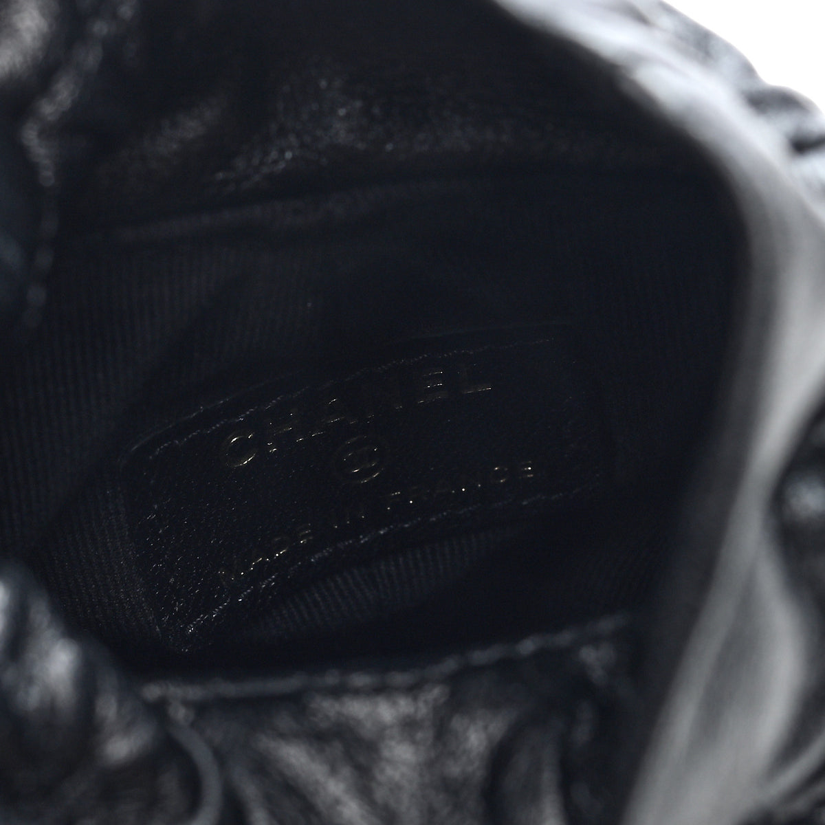 Chanel Shiny Lambskin Quilted Mini Drawstring CC Bucket Bag Black 5 of 10