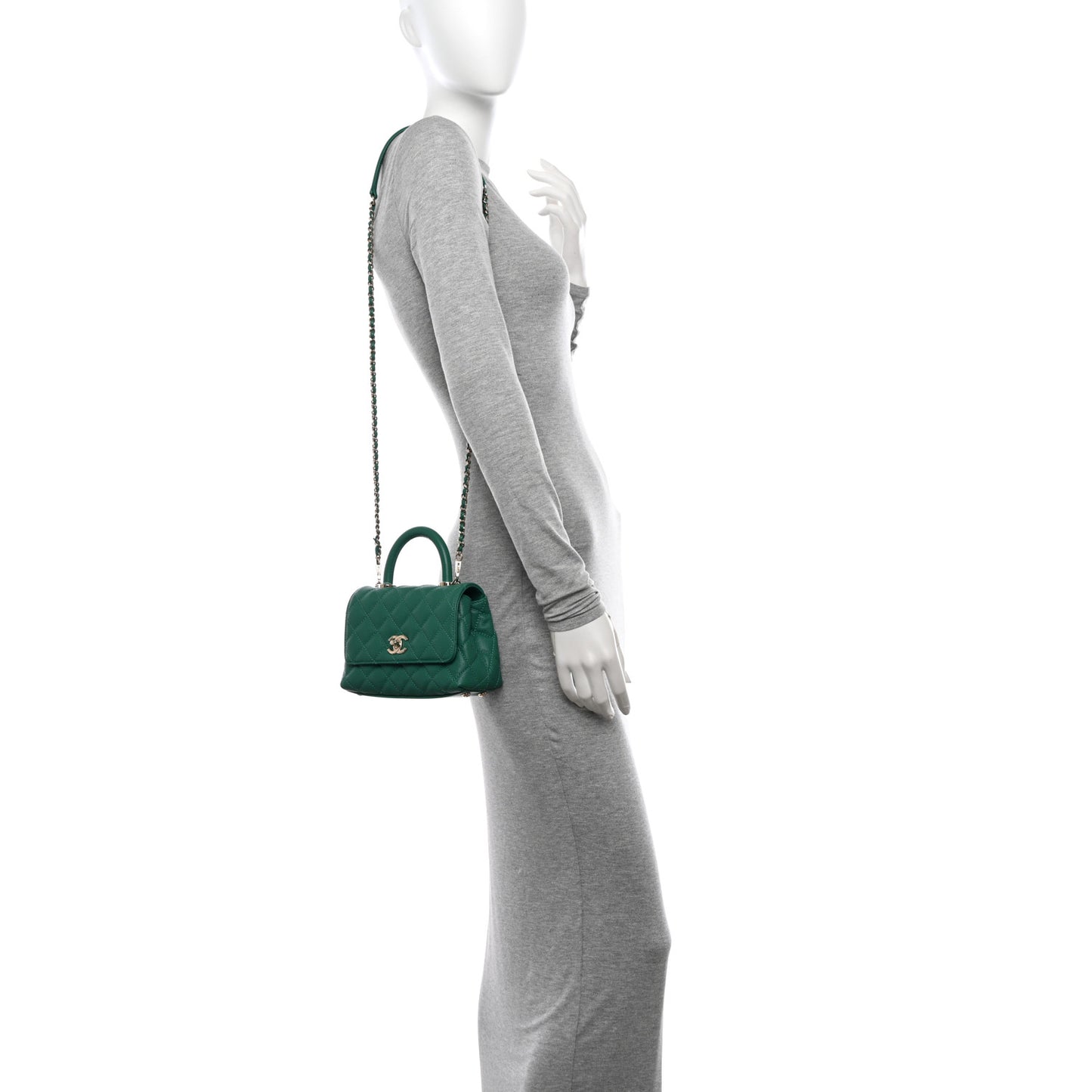 Caviar Quilted Extra Mini Coco Handle Flap Green