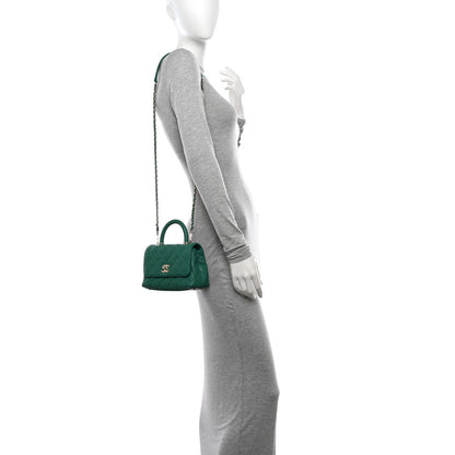 Chanel Caviar Quilted Extra Mini Coco Handle Flap Green 2 of 11