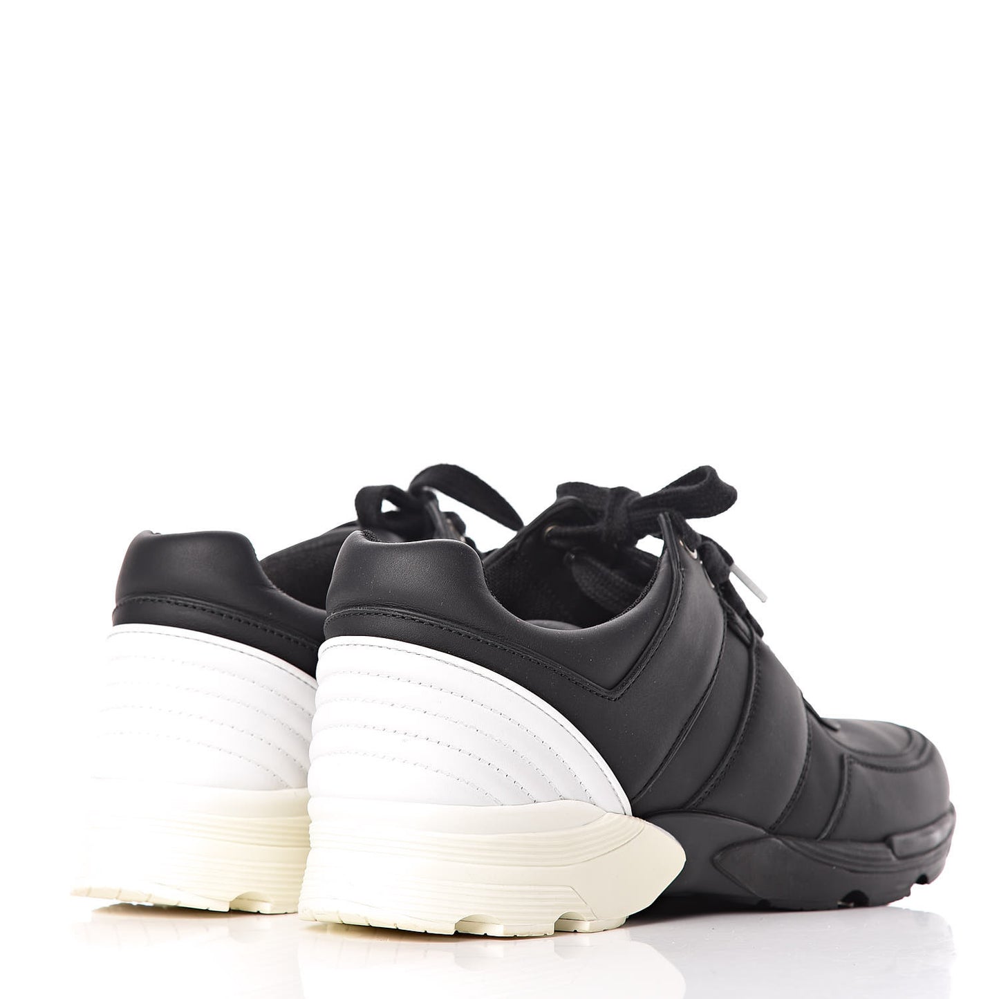 Calfskin Lambskin Womens CC Sneakers 39.5 Black White