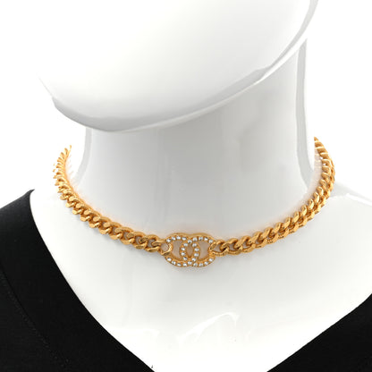 Chanel Crystal Chain Link CC Choker Necklace Gold 2 of 7