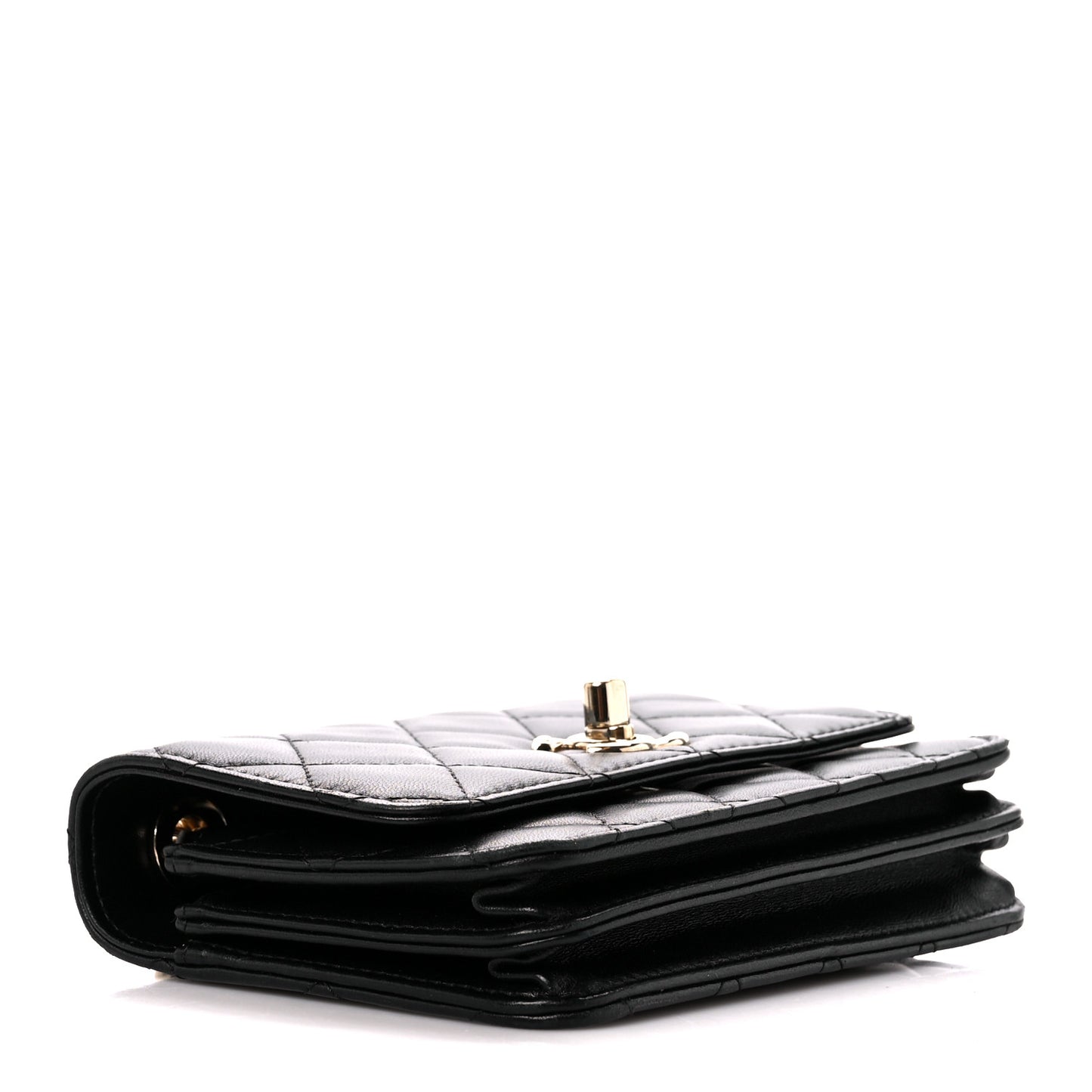 Lambskin Quilted Mini Trendy CC Wallet On Chain WOC Black