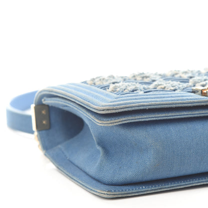 Chanel Denim Pleated Medium Boy Flap Light Blue 8 of 11