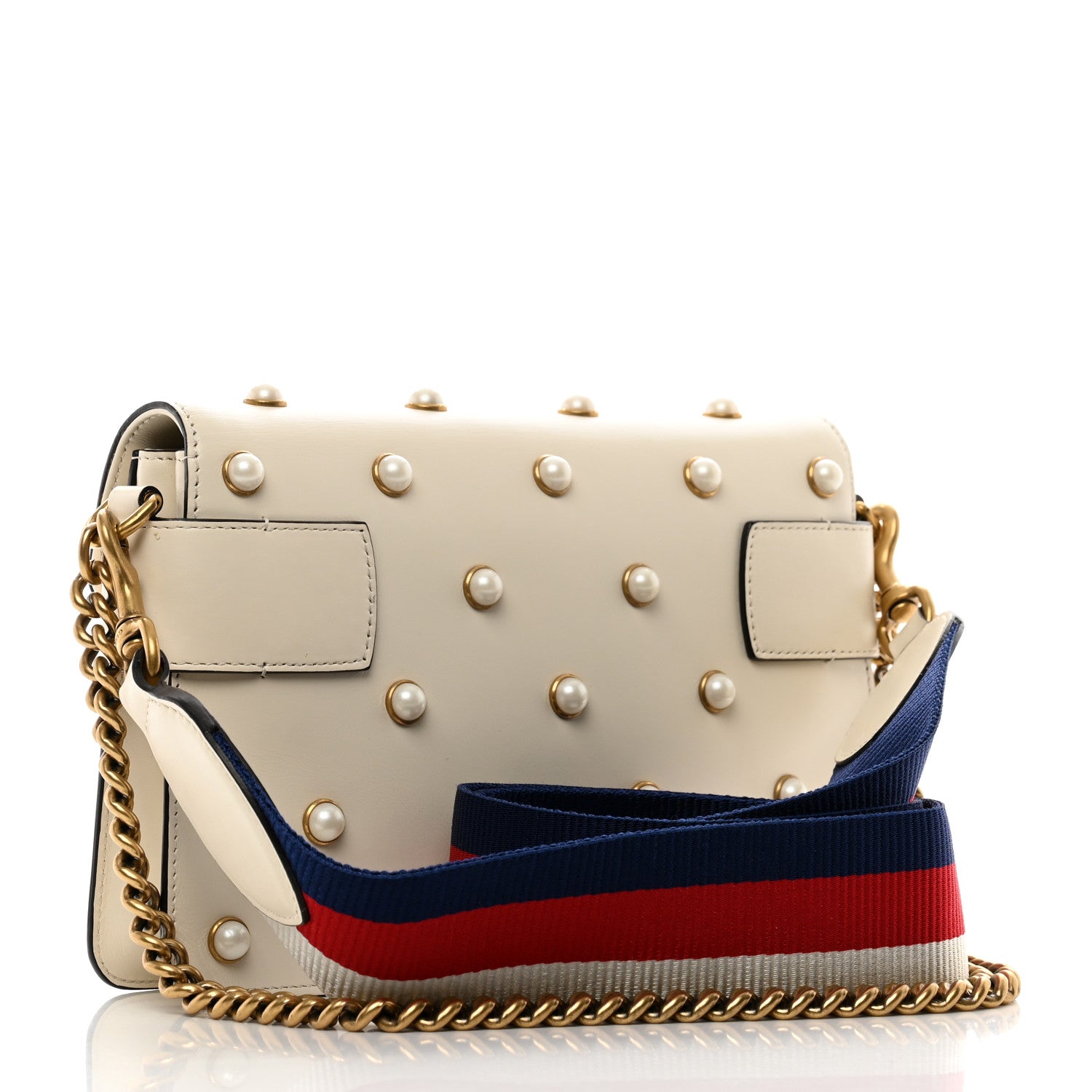 Gucci Nappa Pearl Studded Mini Queen Margaret Broadway Shoulder Bag Mystic White 3 of 11