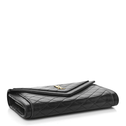 Saint Laurent Lambskin Quilted Monogram Large Gabbie Flap Wallet Black 4 of 10