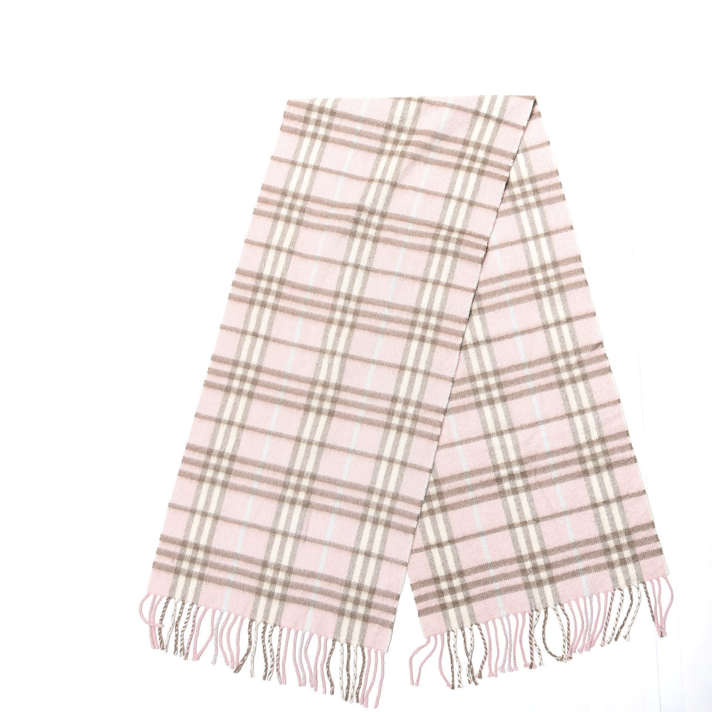 Cashmere Check Fringe Scarf Pink