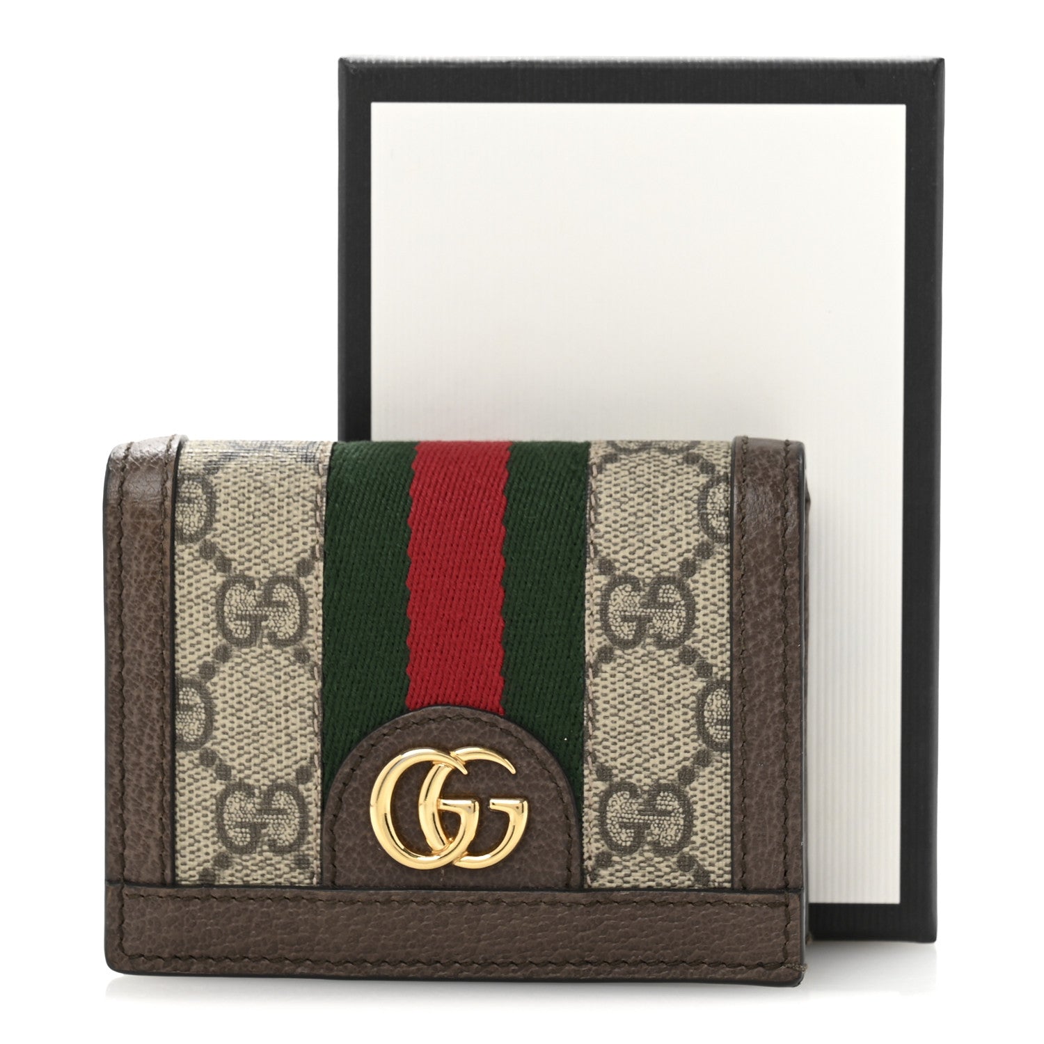 Gucci GG Supreme Monogram Web Ophidia Card Case Beige New Acero 10 of 10