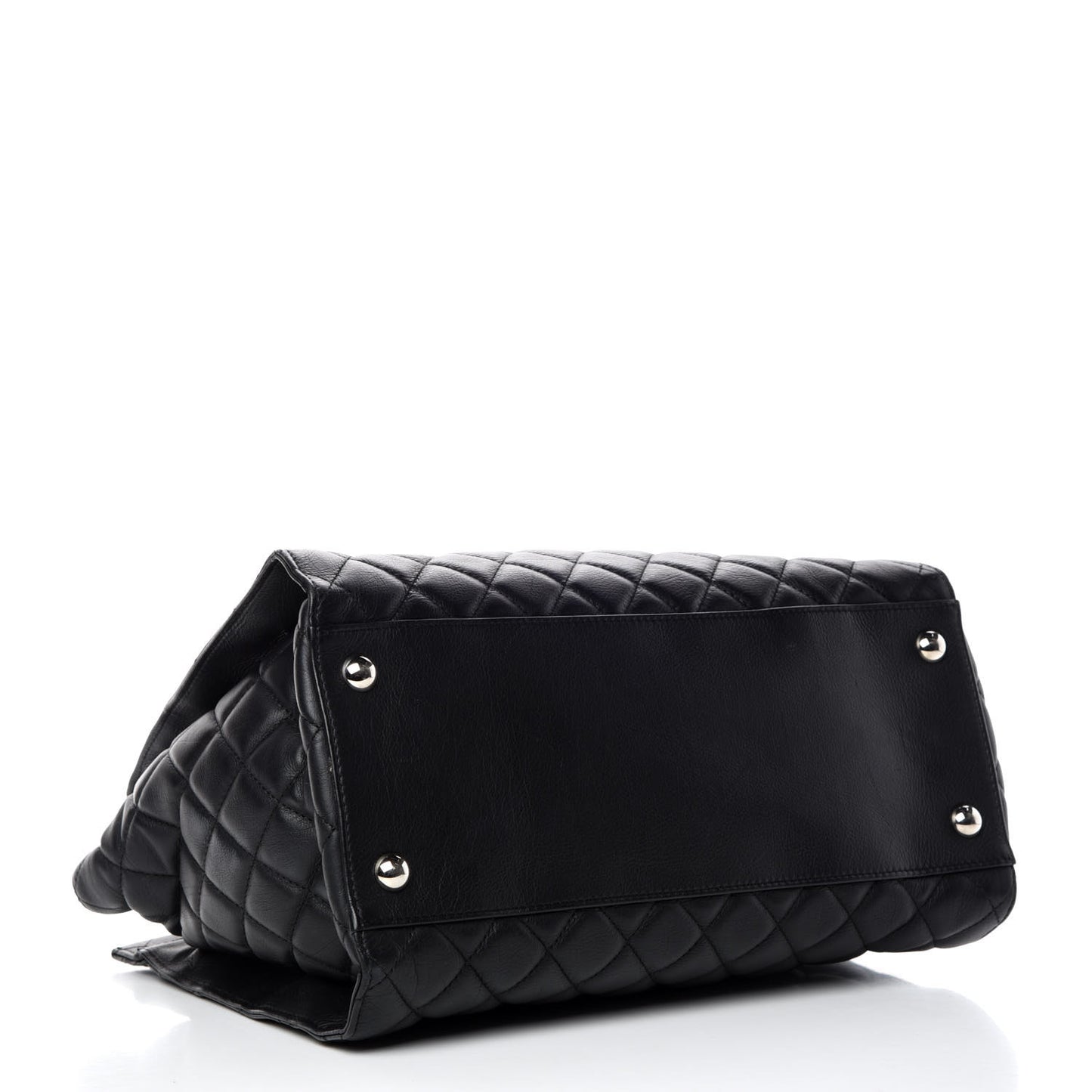 Calfskin Quilted Large Chic and Soft Shopping Tote Black