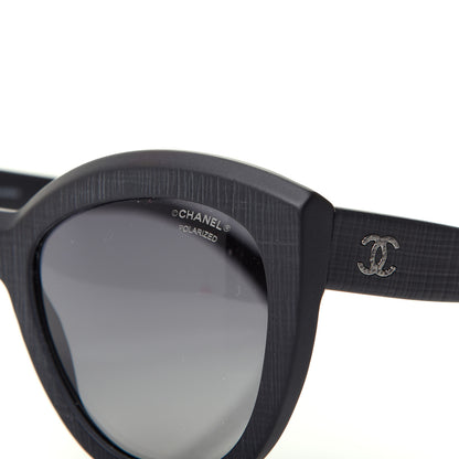 Chanel Tweed Effect CC Polarized Butterfly Signature Sunglasses 5332 Black 7 of 8