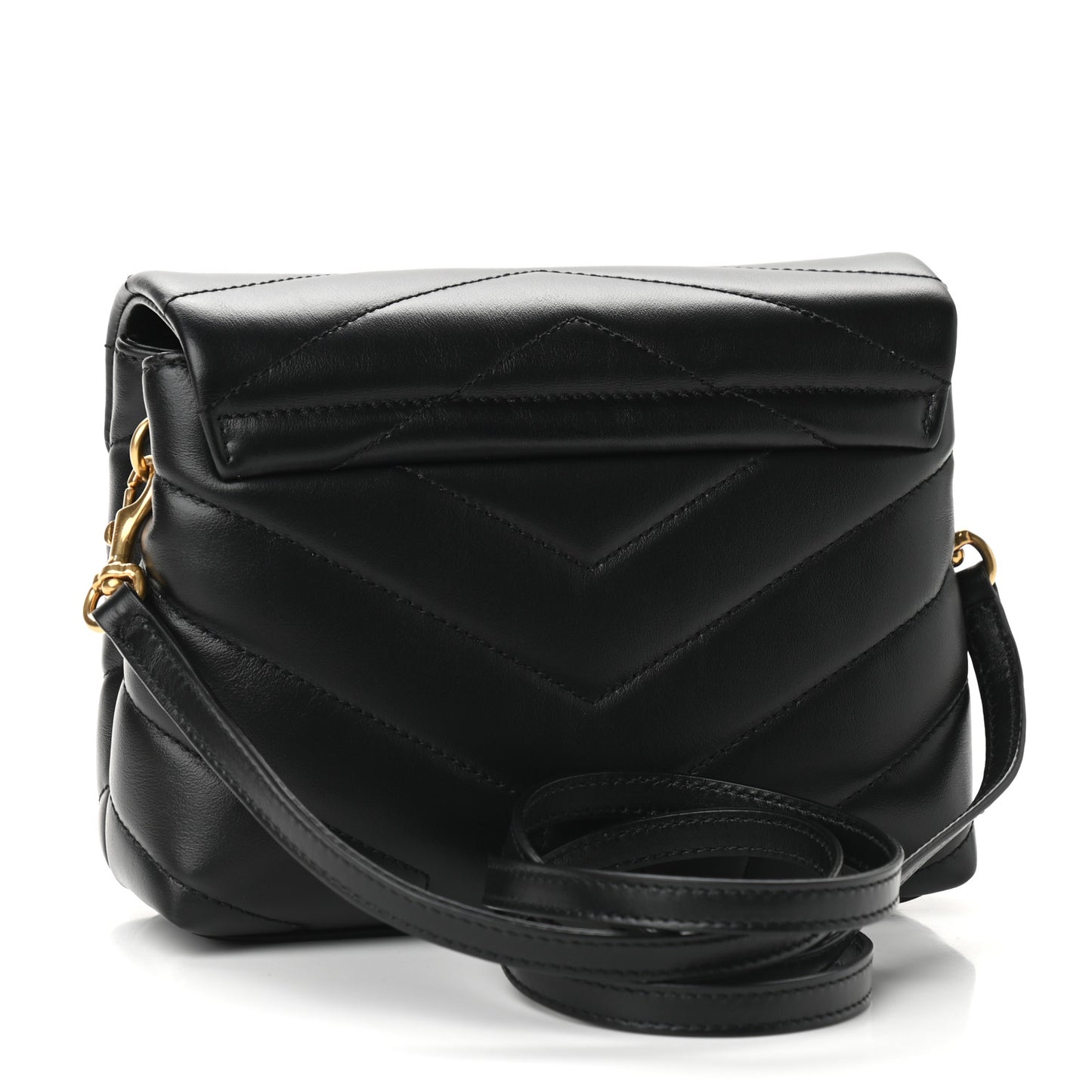Calfskin Y Quilted Monogram Toy Loulou Crossbody Bag Black
