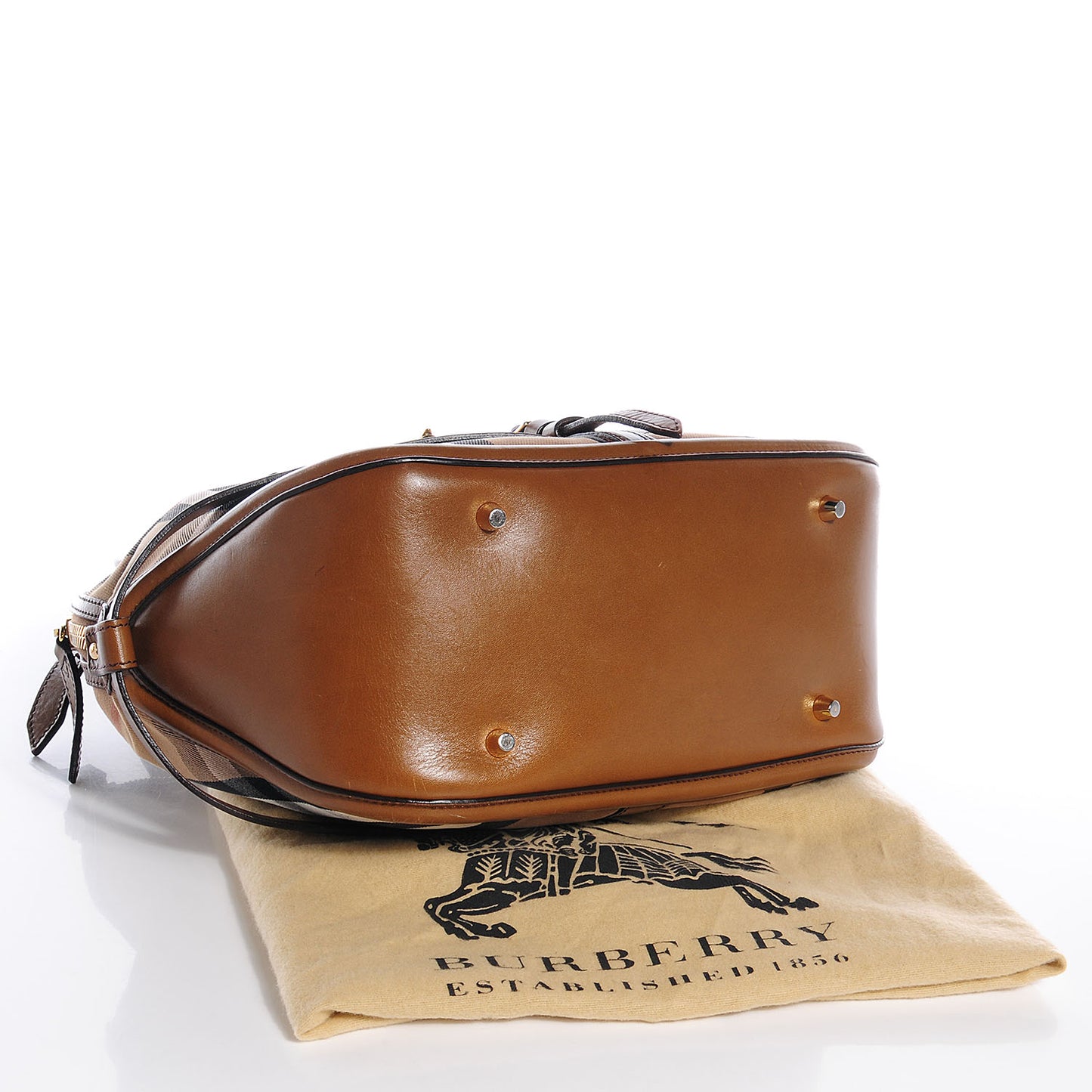 Bridle Calfskin House Check Owl Medium Orchard Bowling Bag Brown Ochre