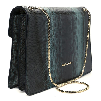 Bulgari Karung Serpenti Forever Shoulder Bag Blue Brown 3 of 13