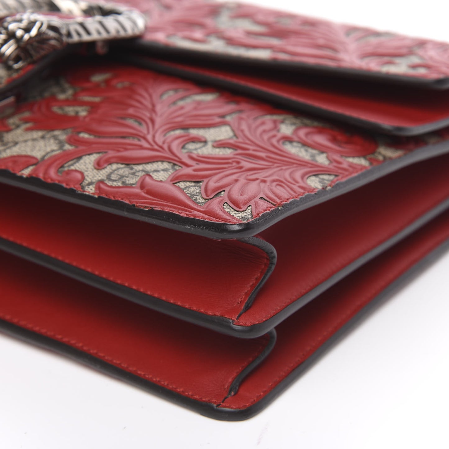 GG Supreme Monogram Arabesque Medium Dionysus Shoulder Bag Hibiscus Red