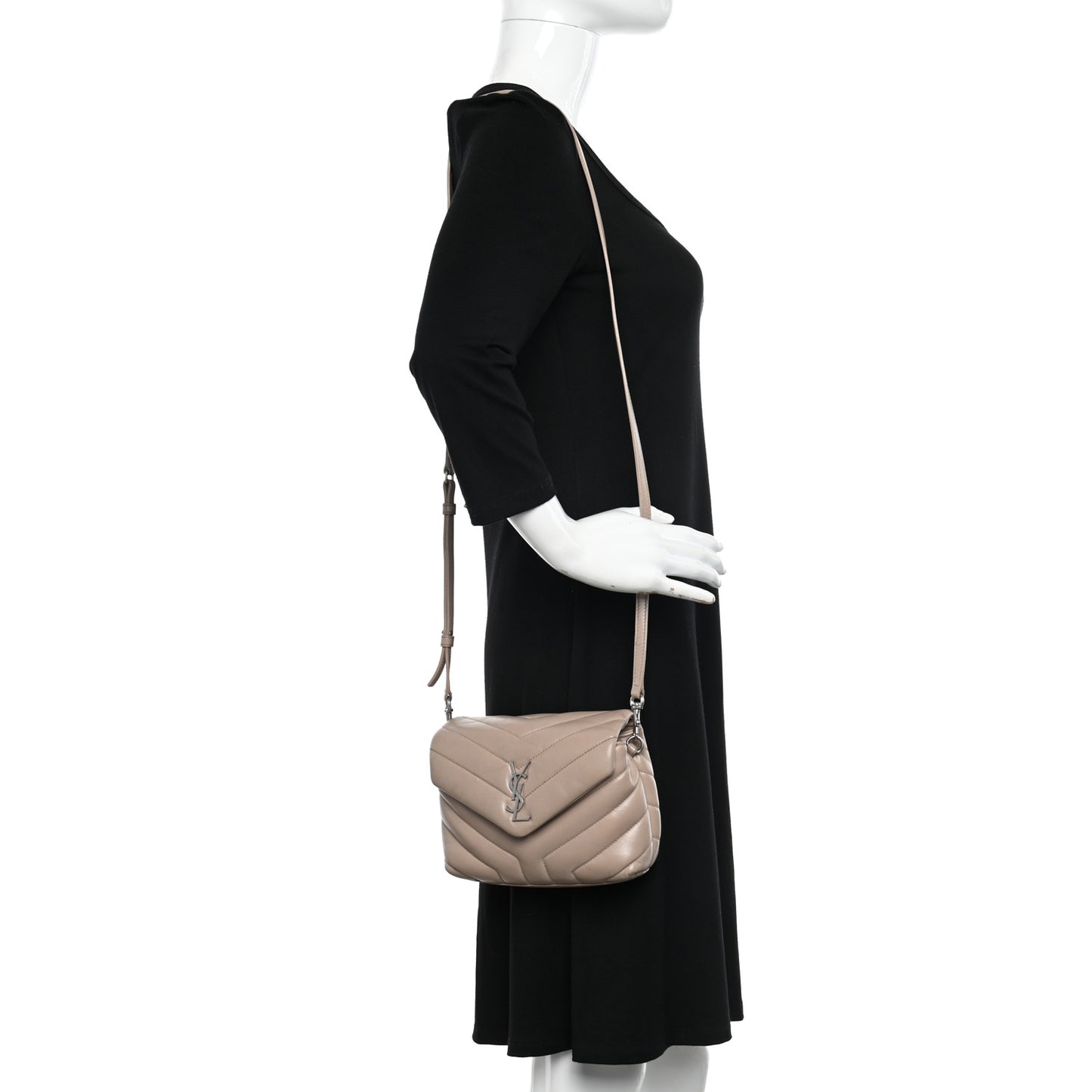 Calfskin Y Quilted Monogram Toy Loulou Crossbody Bag Dark Beige