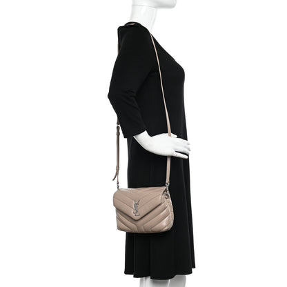 Saint Laurent Calfskin Y Quilted Monogram Toy Loulou Crossbody Bag Dark Beige 2 of 14