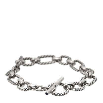 David Yurman Sterling Silver Blue Sapphire 9.5mm Cushion Link Bracelet 3 of 6