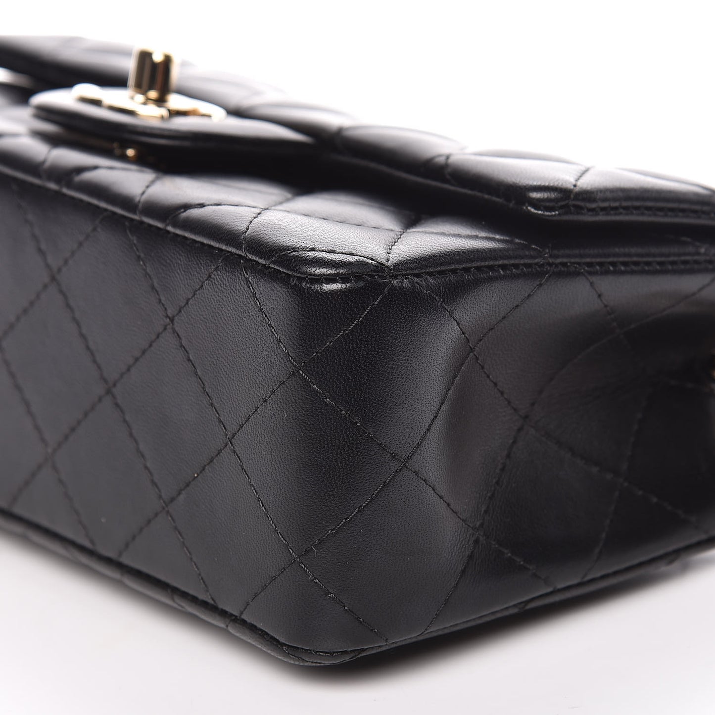 Lambskin Quilted Mini Rectangular Flap Black