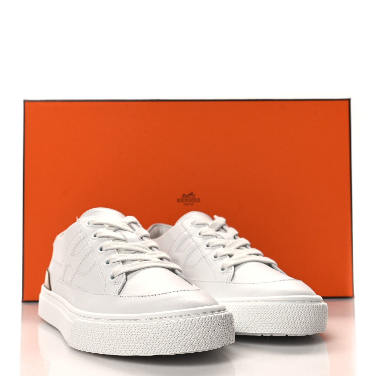 Hermes Calfskin Deep Sneakers 37.5 White Naturel 9 of 9