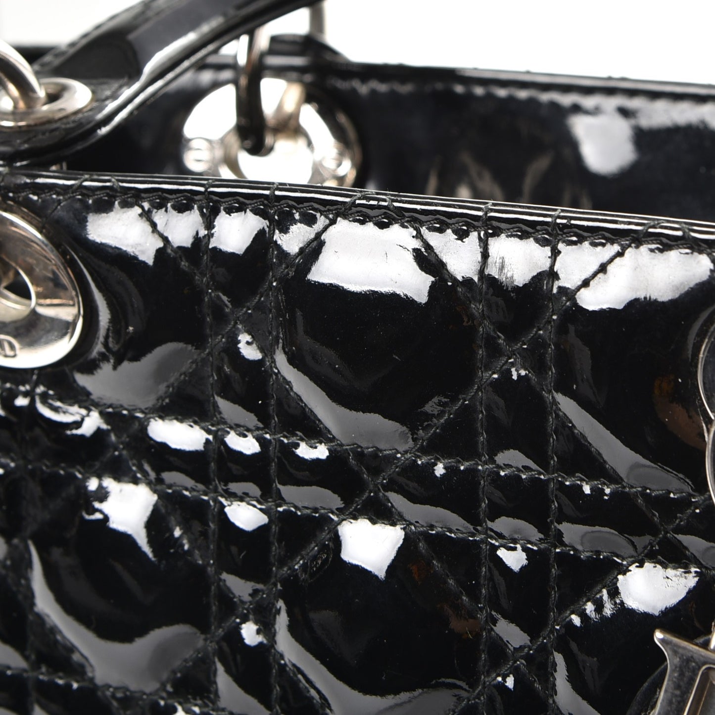 Patent Cannage Medium Lady Dior Black