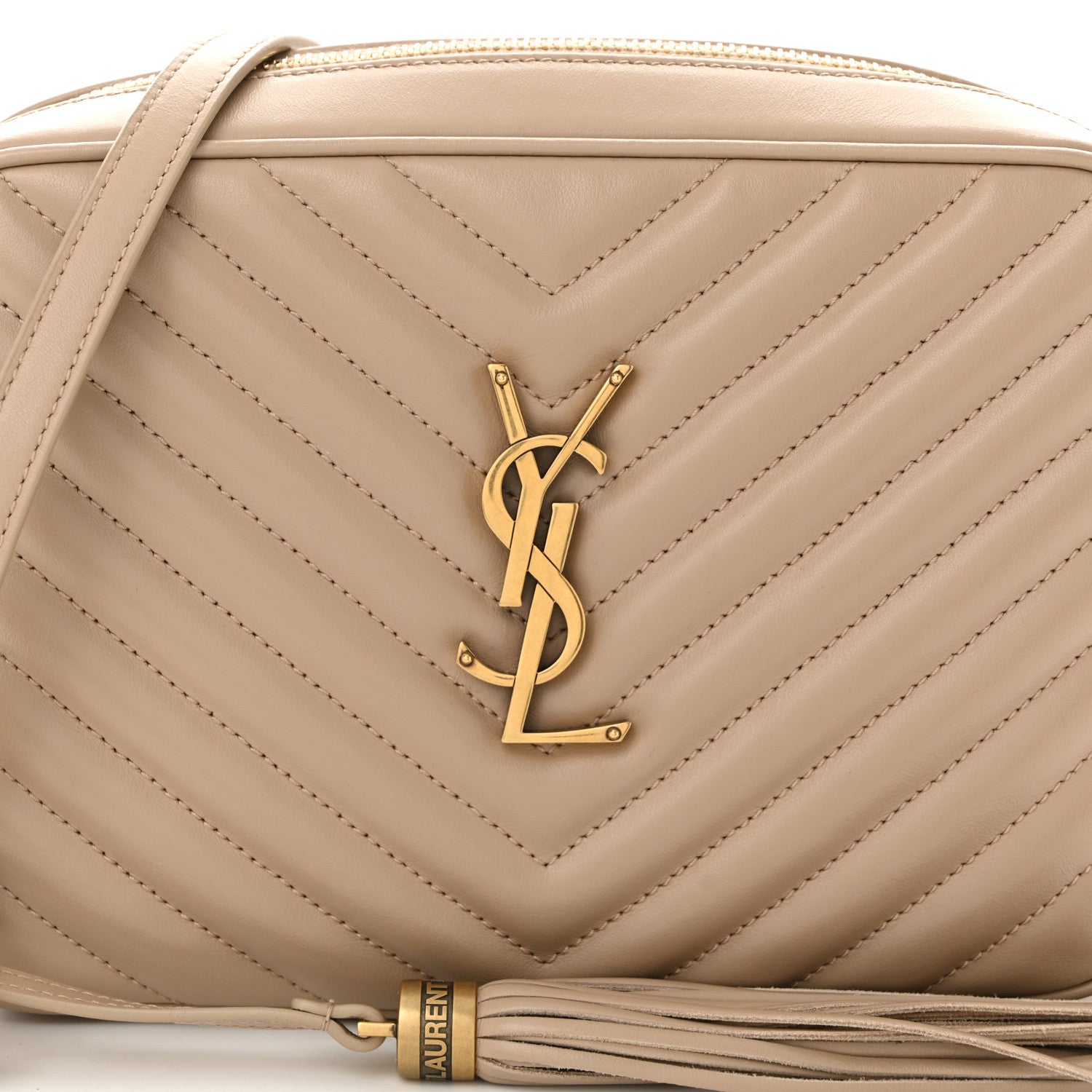 Saint Laurent Calfskin Matelasse Monogram Lou Camera Bag Dark Beige 8 of 10