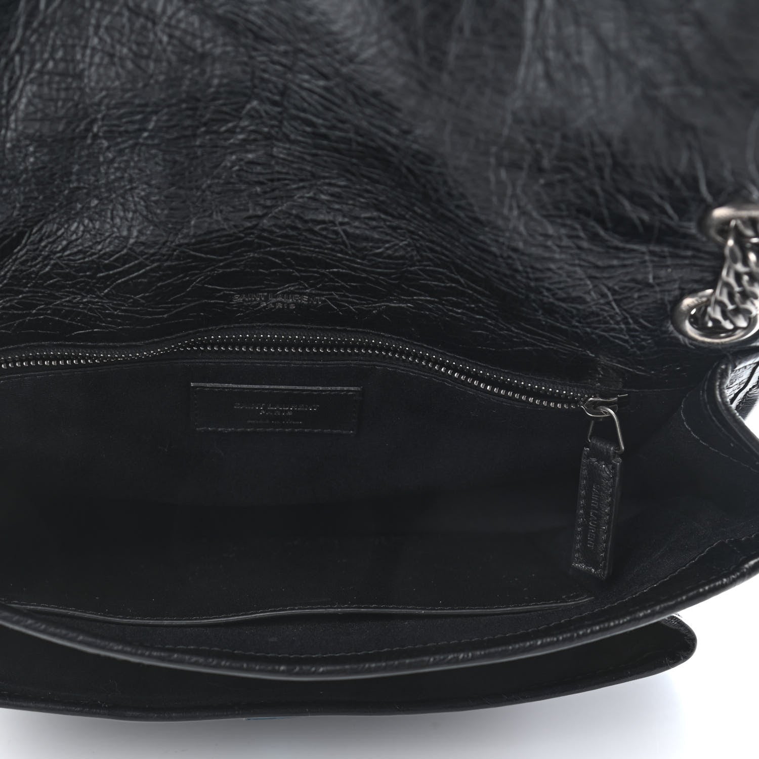Saint Laurent Crinkled Calfskin Matelasse Monogram Medium Niki Chain Satchel Black 5 of 8