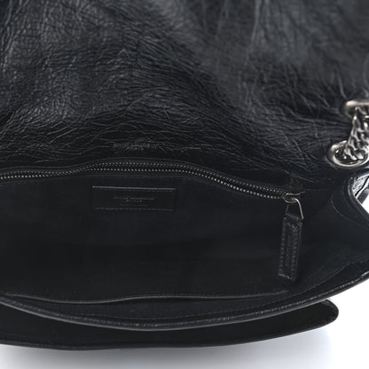 Saint Laurent Crinkled Calfskin Matelasse Monogram Medium Niki Chain Satchel Black 5 of 8