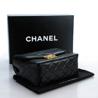 Chanel Lambskin Scallop Quilted Mini Pagoda Square Flap Black 4 of 7