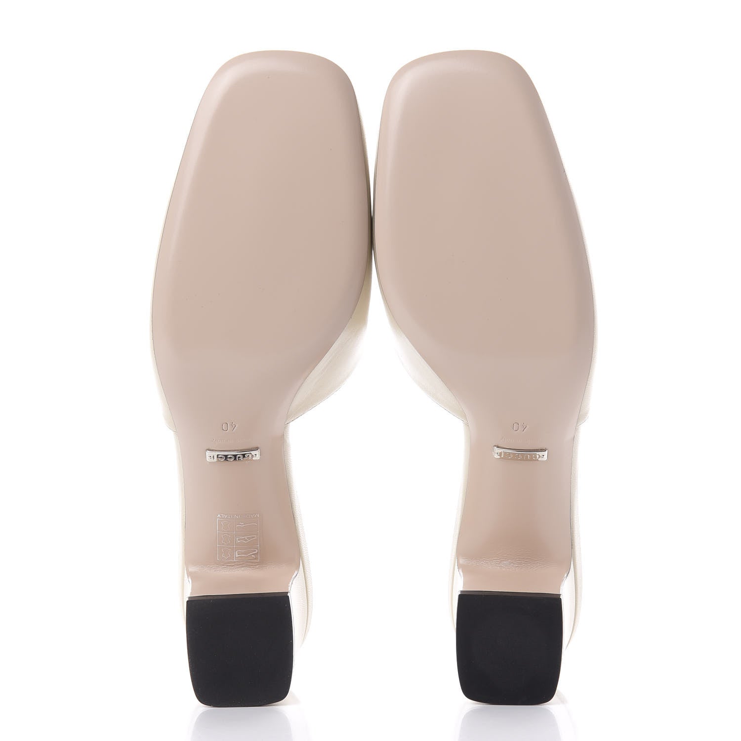 Gucci Malaga Kid Crystal Square G Madelyn Mules 40 Vintage White 5 of 10