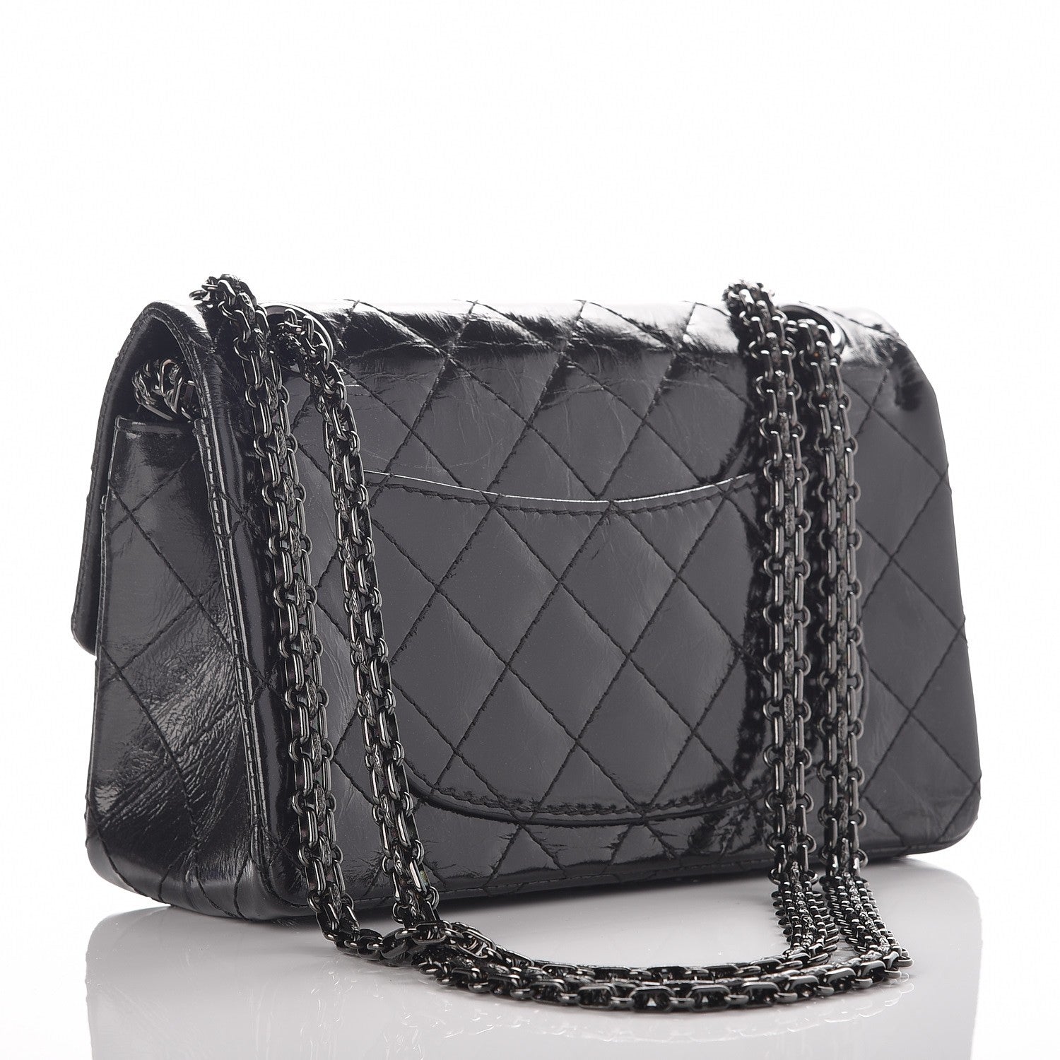 Chanel Shiny Aged Calfskin Quilted 2.55 Reissue 224 Flap So Black 4 of 9
