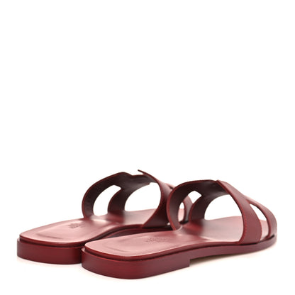 Hermes Box Calfskin Oran Sandals 39 Rouge Tomette 5 of 10