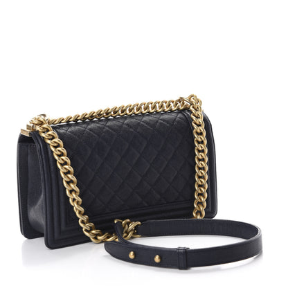 Chanel Caviar Quilted Medium Boy Flap Dark Blue 3 of 11