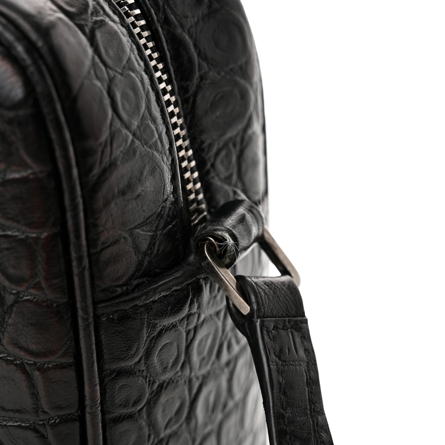 Calfskin Crocodile Embossed Monogram Lou Camera Bag Black