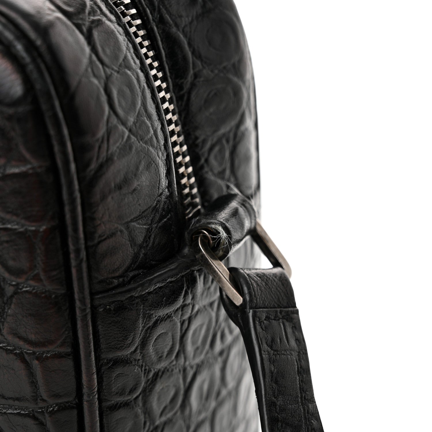 Saint Laurent Calfskin Crocodile Embossed Monogram Lou Camera Bag Black 13 of 18