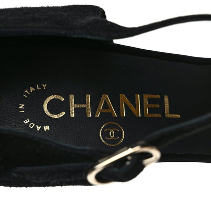 Chanel Suede Calfskin CC Sandals 39 Black 7 of 7