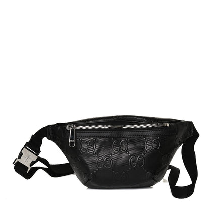 Gucci Calfskin GG Tennis Embossed Belt Bag Black 1 of 13