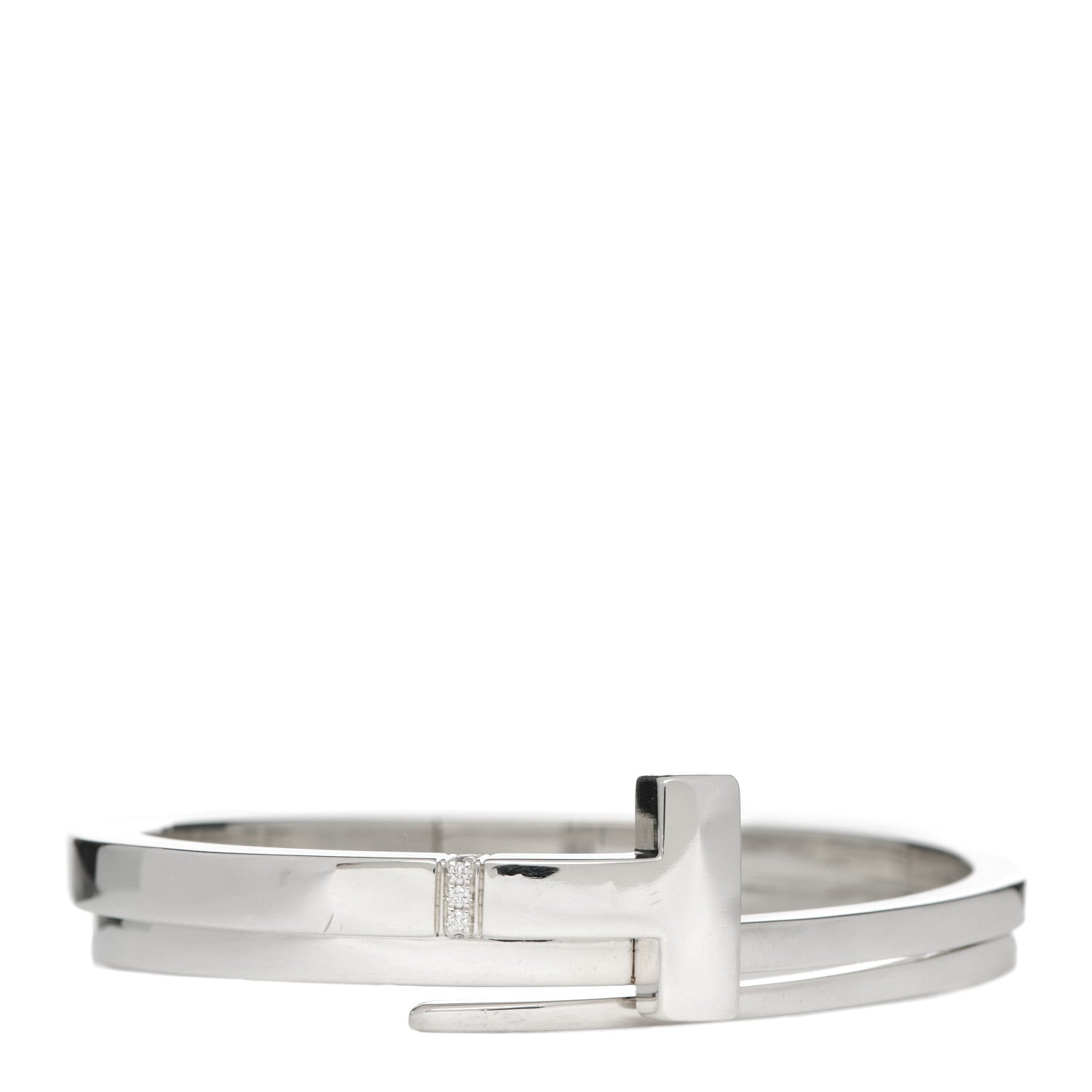 Tiffany Sterling Silver Diamond T Square Wrap Bracelet 1 of 4