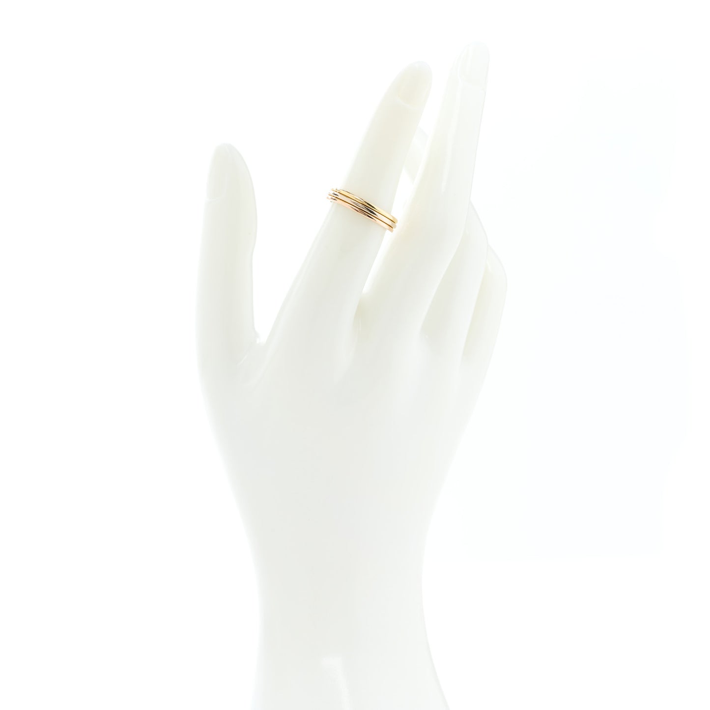18K Pink White Yellow Gold 3.8mm Trinity Wedding Band Ring 51 5.75
