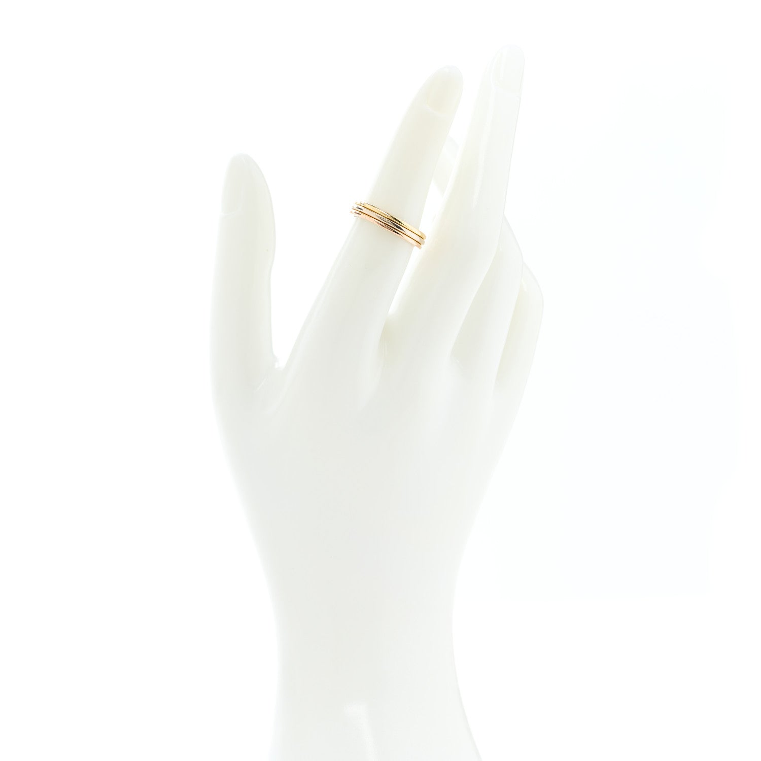 Cartier 18K Pink White Yellow Gold 3.8mm Trinity Wedding Band Ring 51 5.75 2 of 6