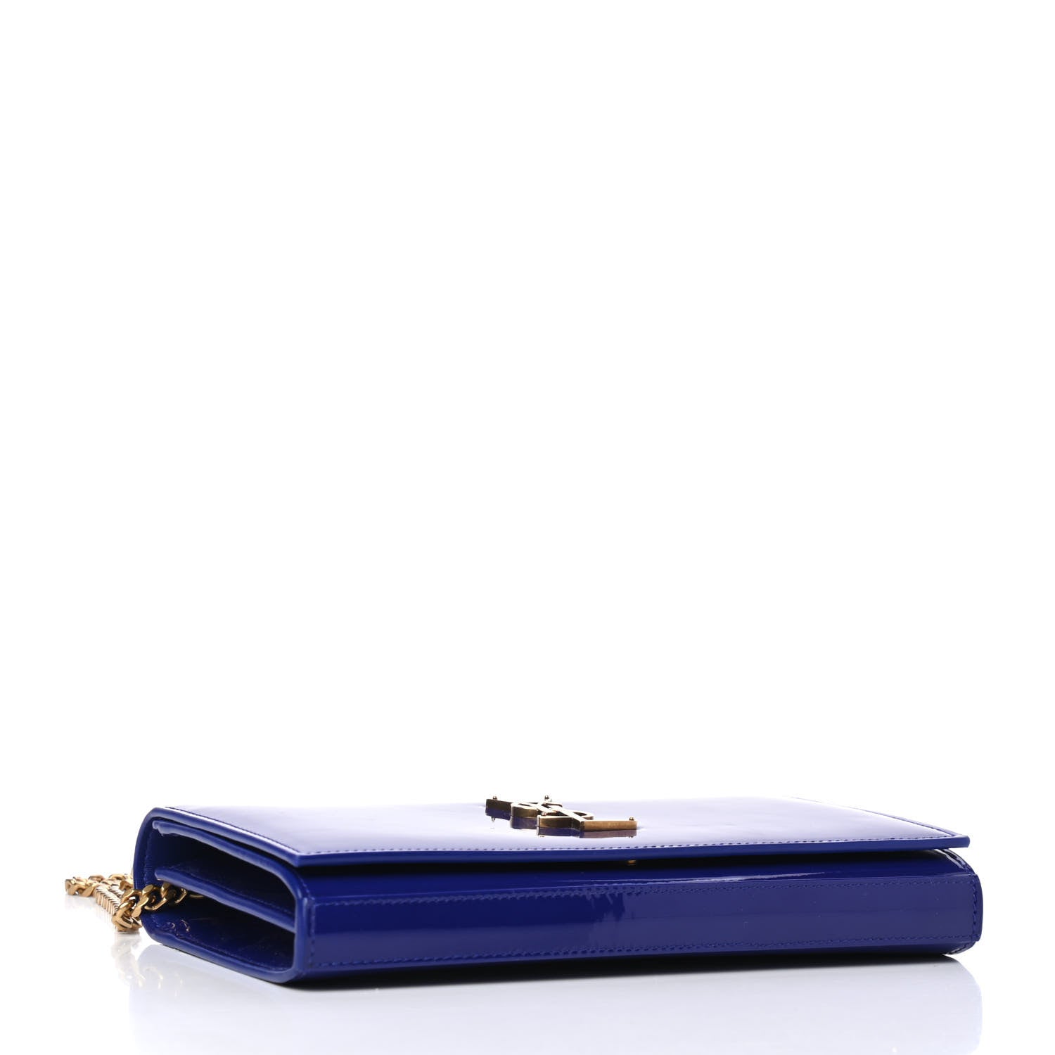 Saint Laurent Patent Calfskin Monogram Kate Wallet On Chain Royal Blue 3 of 4