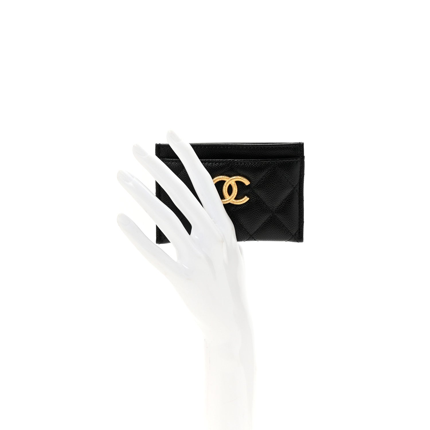 Chanel Caviar Quilted Studded CC Card Holder Black 2 of 9