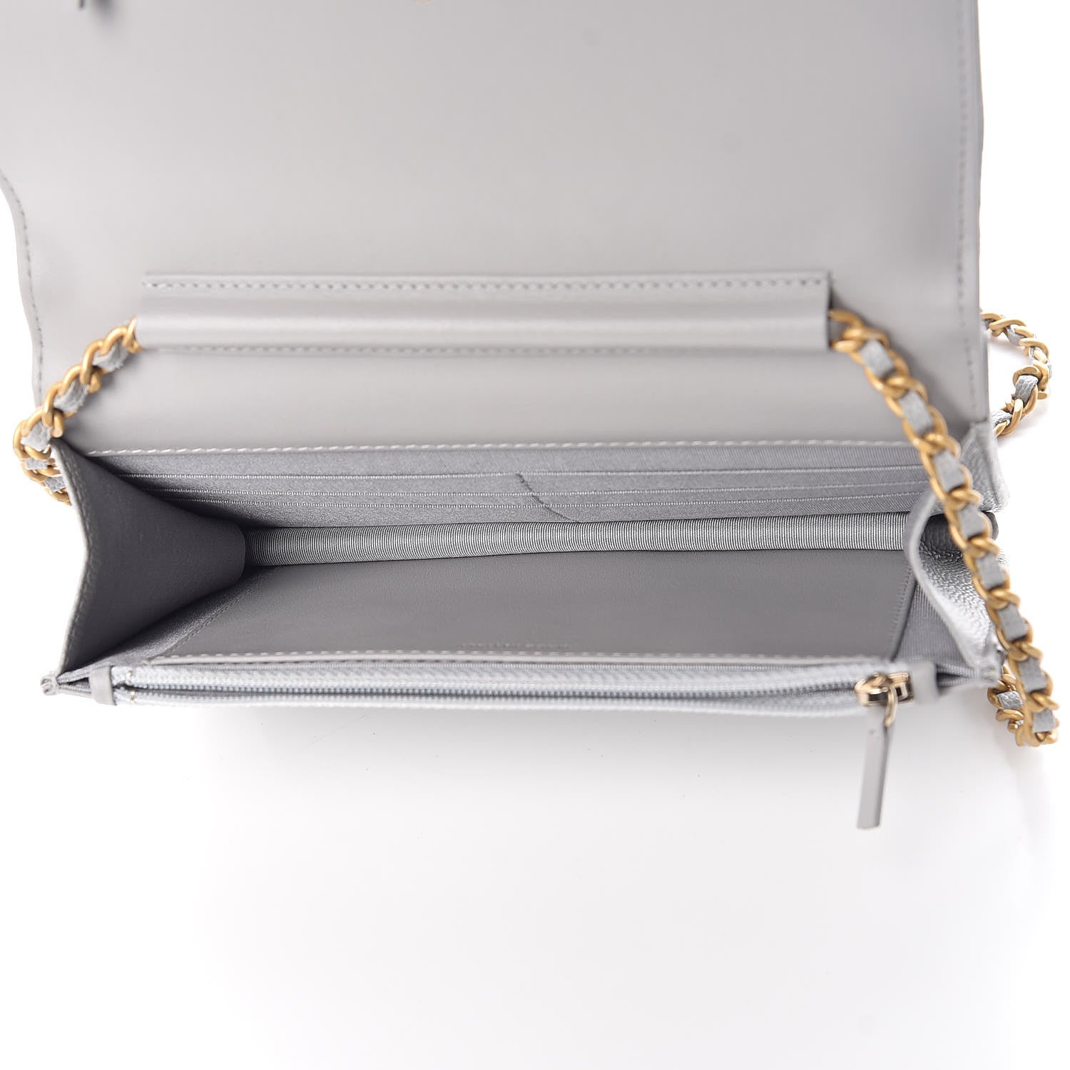 Chanel Caviar Quilted Boy Wallet On Chain WOC Grey 5 of 11