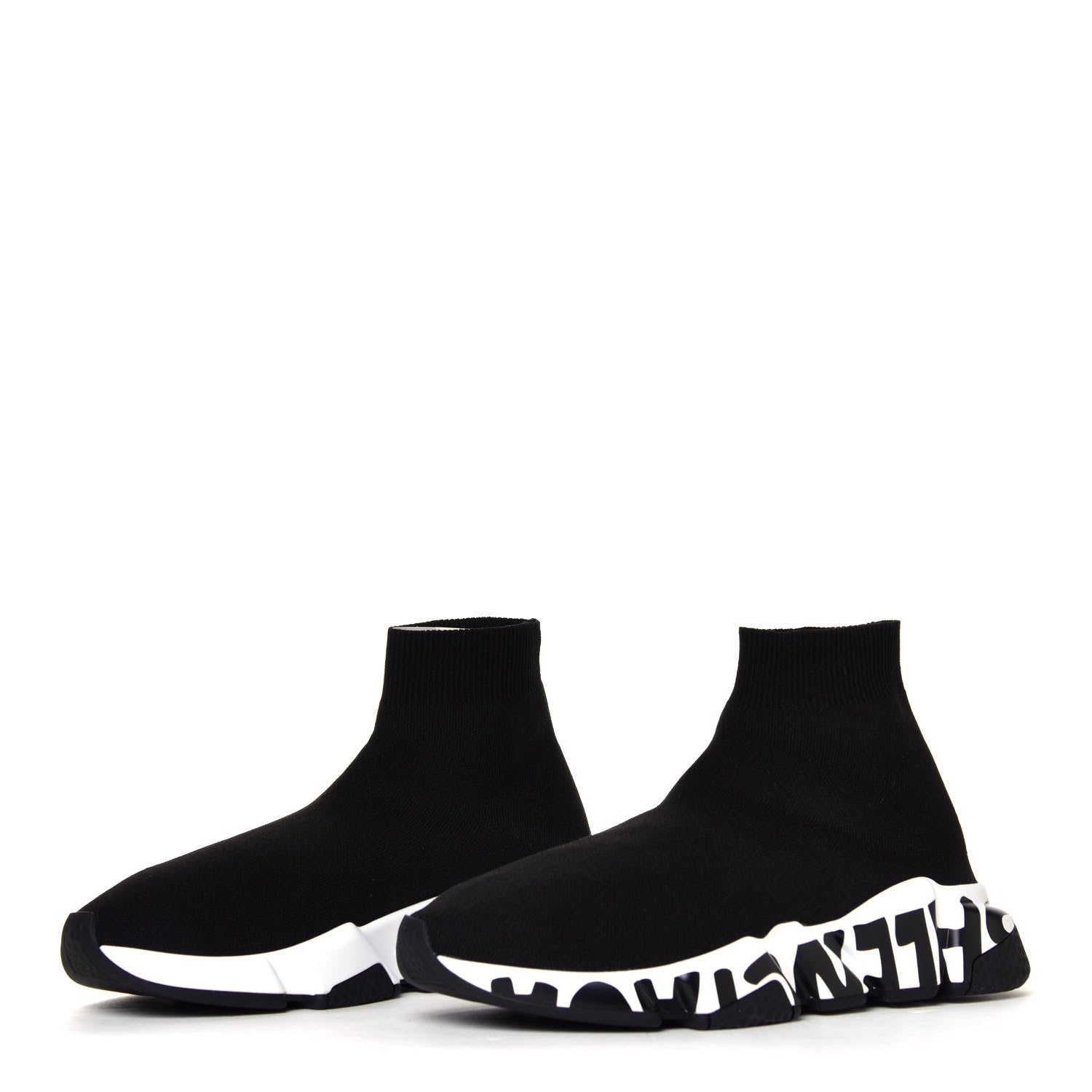 Balenciaga Neoprene Knit Womens Speed Graffiti Sneakers 37 Black White 2 of 6