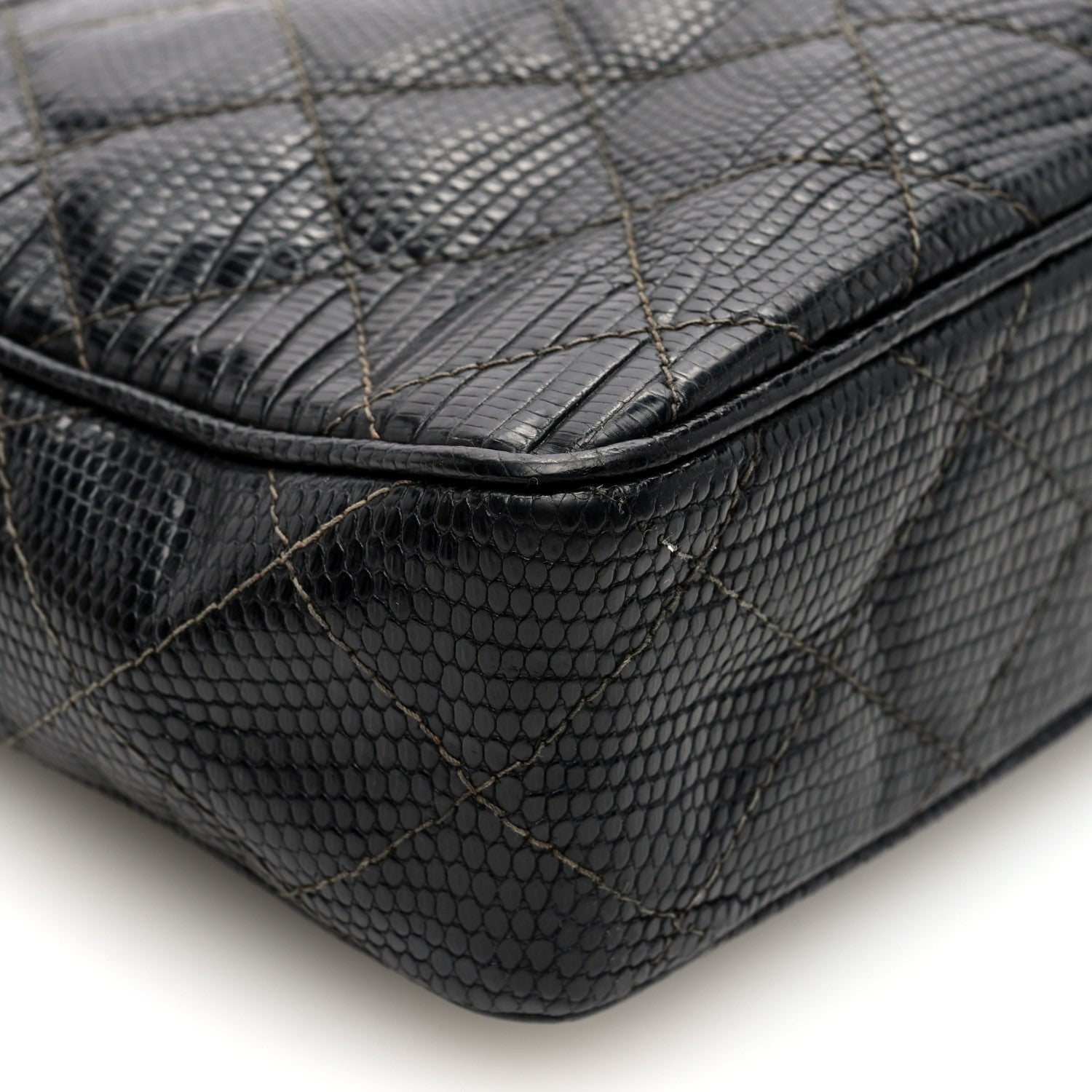 Chanel Lizard Quilted Small Tassel Camera Case Black 9 of 10