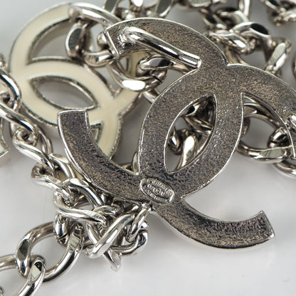 Chanel Enamel CC Ceinture Fantai Adjustable Belt Silver White 4 of 4