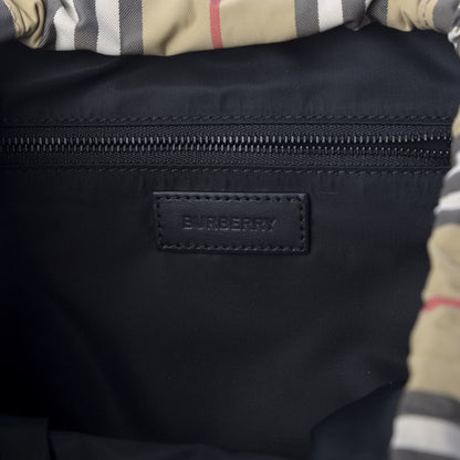 Burberry Nylon Icon Stripe Check Logo Print Backpack Natural 7 of 9