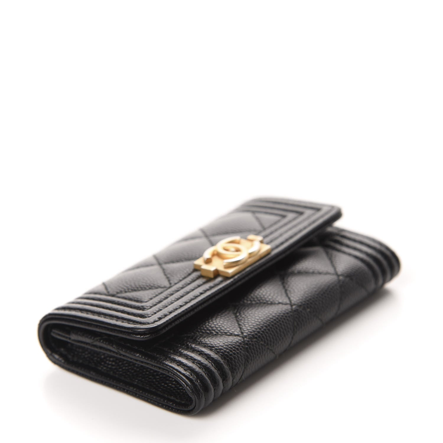 Chanel Caviar Quilted Boy Flap Card Holder Black 4 of 9